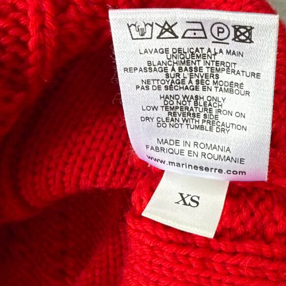 MARINE SERRE: Men's Cable-Knit Red Wool Sweater - XS - Picture 5 of 5